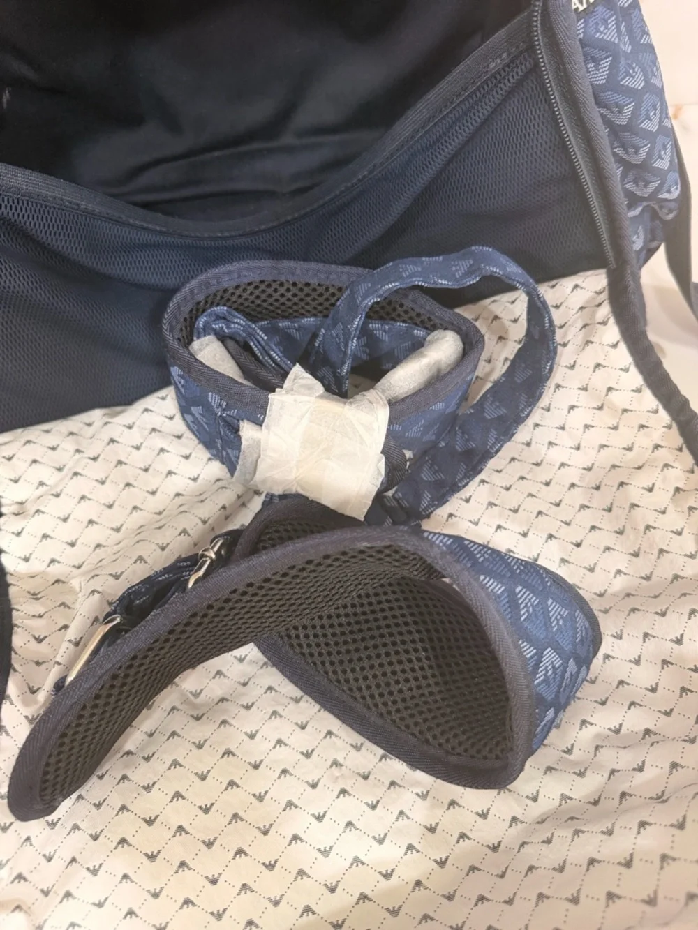 Armani Baby Convertible Diaper Bag Backpack Navy Monogram